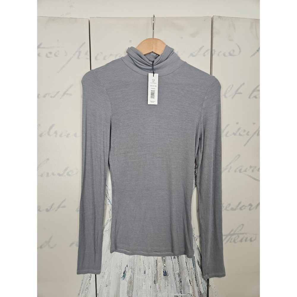 Michael Stars Gail Turtleneck Sterling Grey Eco Rib Long Sleeve Top OS NEW